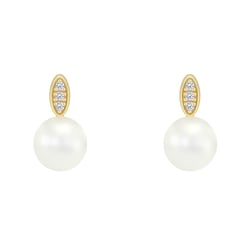 Perlové náušnice s diamanty ze stříbra Holis