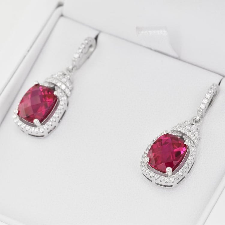 Visací náušnice s rubíny 26913