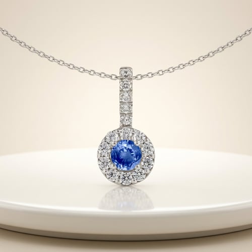 Stříbrný elegantní přívěsek s modrým safírem a lab-grown diamanty Harvey