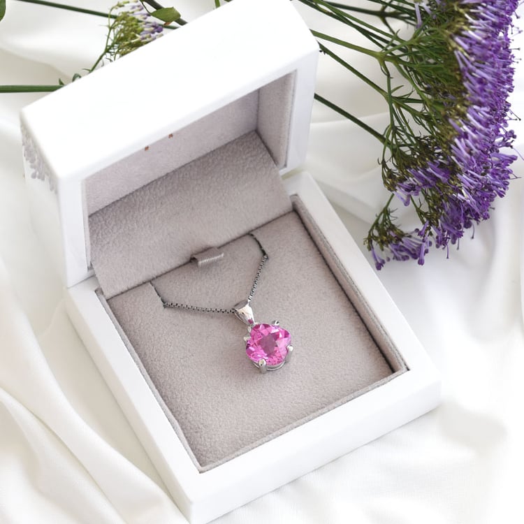 Přívěsek s růžovým safírem ze stříbra 82350