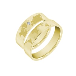 Snubní prsteny ze zlata s gravírem zeměkoule a diamantem Zeoni