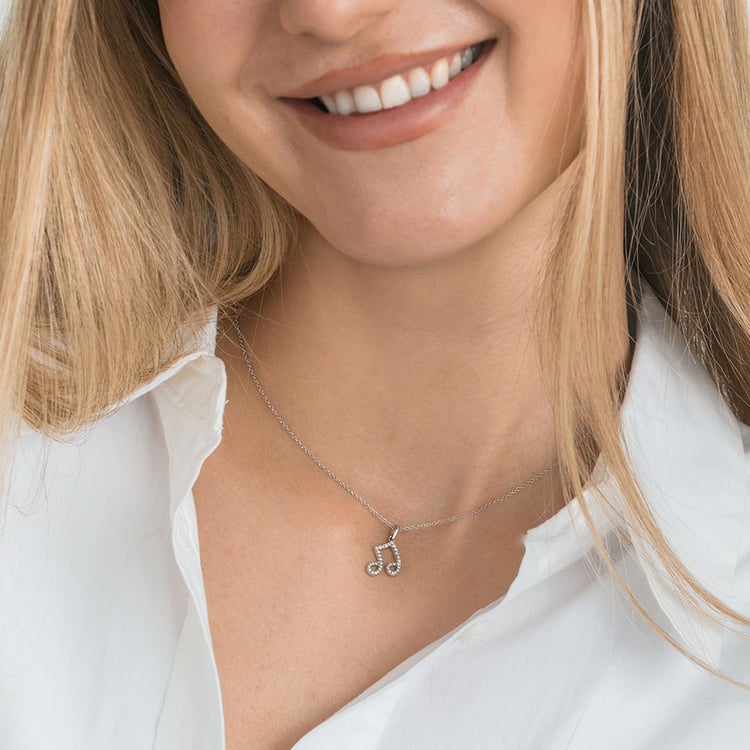Zlatý přívěsek s lab-grown diamantem ve tvaru noty 163717