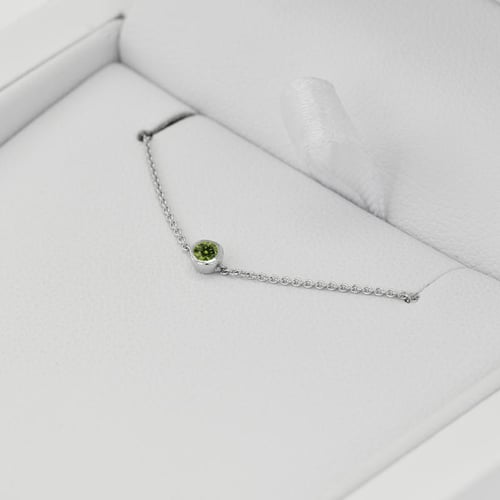 Platinový minimalistický náramek se zeleným diamantem Bonato