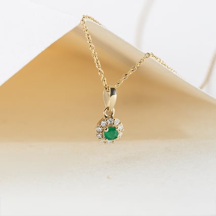 Smaragdový halo přívěsek s diamanty Florrie