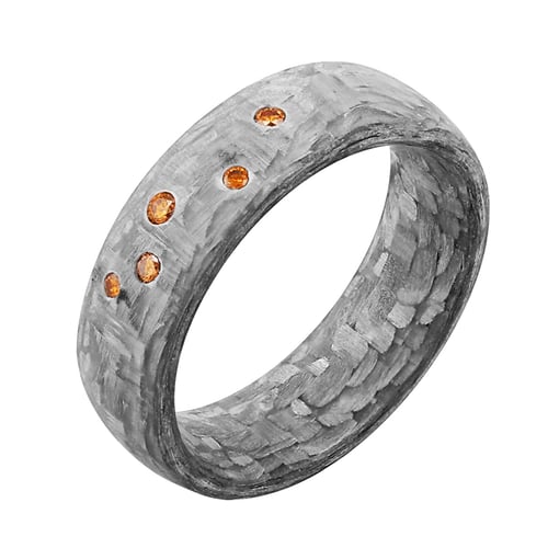 Mírně zaoblené snubní prsteny z karbonu s koňakovými diamanty Parri