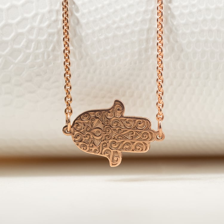 Stříbrný jóga náhrdelník se symbolem Hamsa 133970