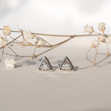 Trojúhelníkové náušnice 2v1 s diamanty Macie