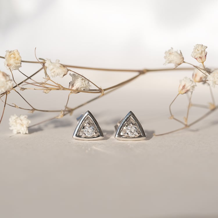 Trojúhelníkové náušnice 2v1 s diamanty Macie 98417