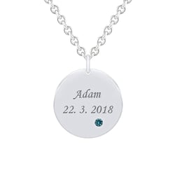 Stříbrný přívěsek s modrým diamantem a gravírem dle vaší volby Cassius