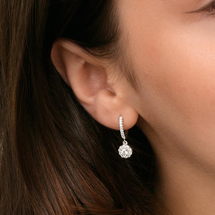 Stříbrné kruhové náušnice s přírodními diamanty 158708