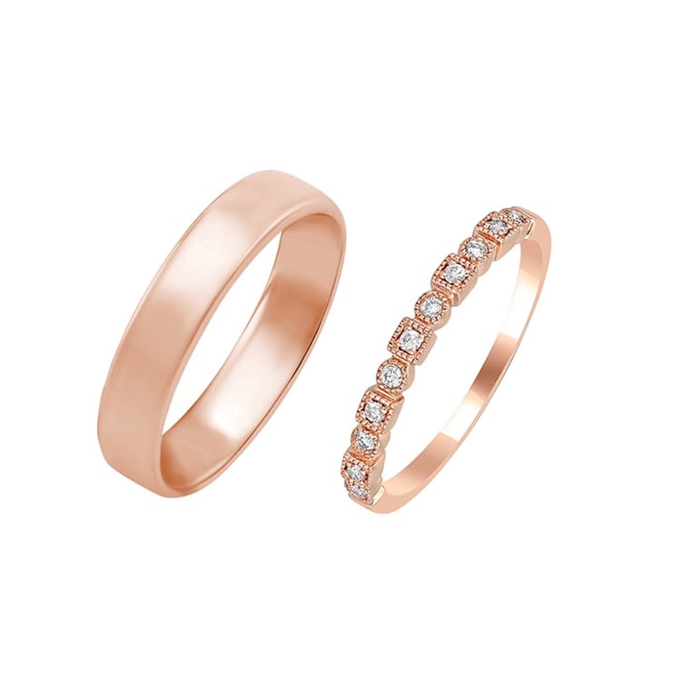 Diamantová vintage obroučka a pánský komfortní snubní prsten Sage