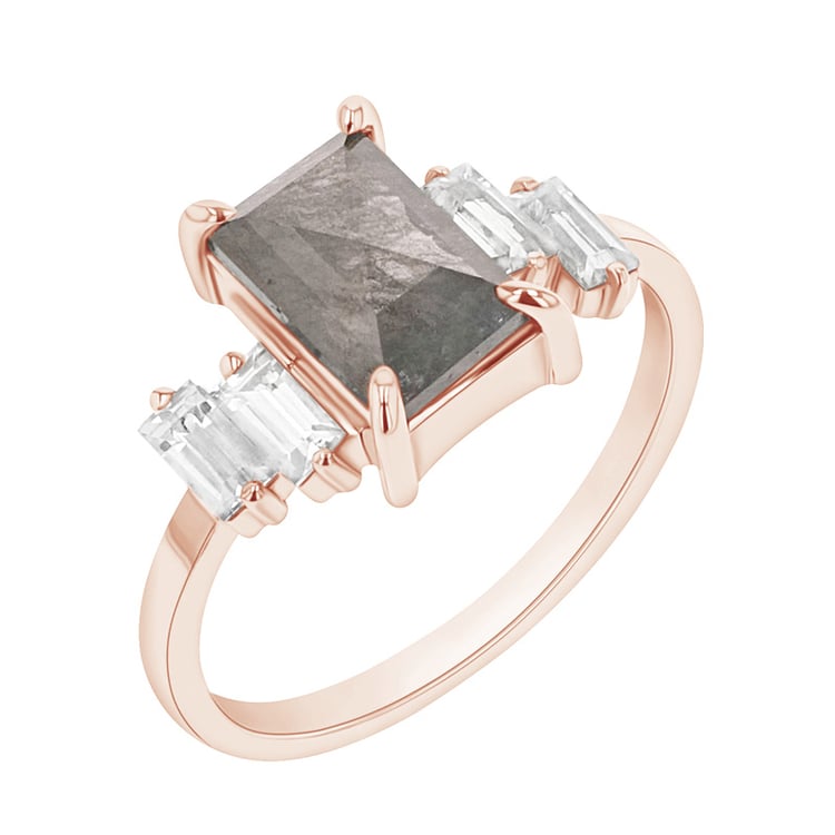 Prsten s baguette salt and pepper diamantem a safíry Elva 97522