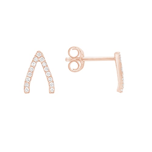 Stříbrné náušnice s lab-grown diamanty Wishbone