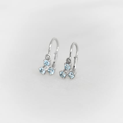Jemné dětské náušnice s topazy a diamanty Belle