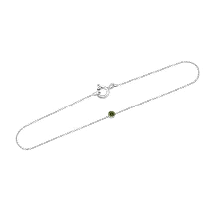 Platinový minimalistický náramek se zeleným diamantem Bonato