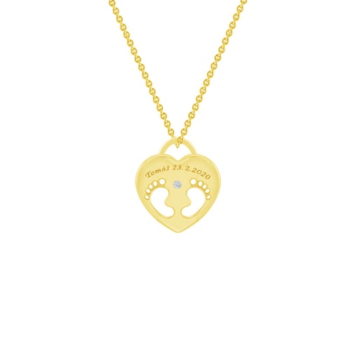 Stříbrný přívěsek dětské nožičky s diamantem a gravírem Olivia
