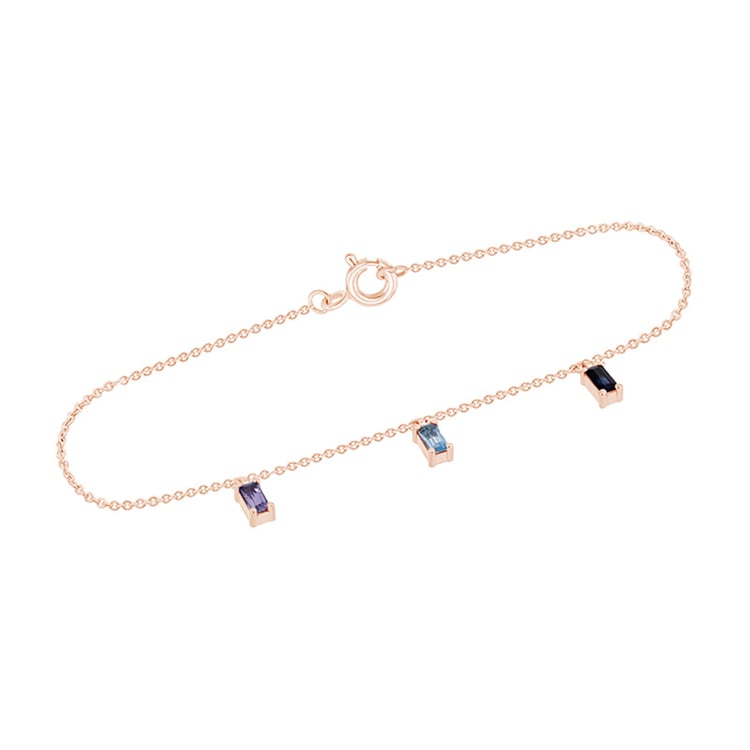 Zlatý náramek se safírem, topazem a tanzanitem Veera 101954
