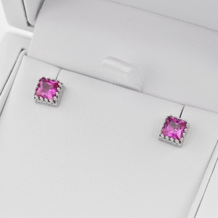 Stříbrné náušnice s princess safíry 25779