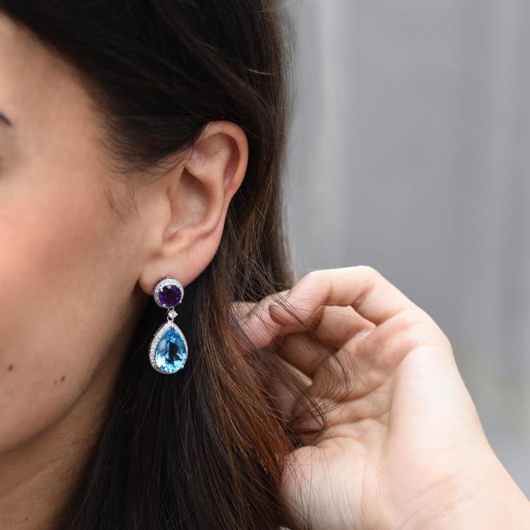 Topazové náušnice s ametysty 17004