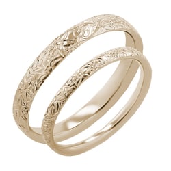 Snubní prsteny s ruční rytinou květin z oříškového zlata Willis