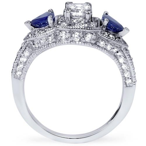 Prsten s diamanty a safíry Caree 7109