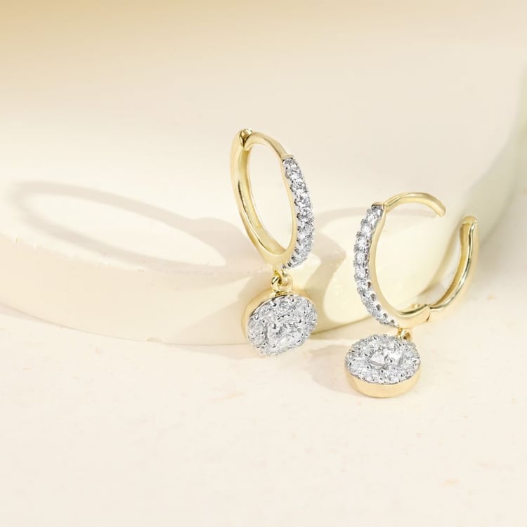 Zlaté kruhové náušnice s přírodními diamanty 158730