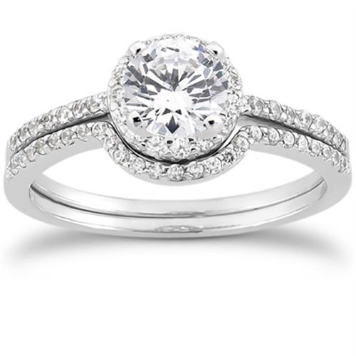 Set diamantových prstenů v halo osazení