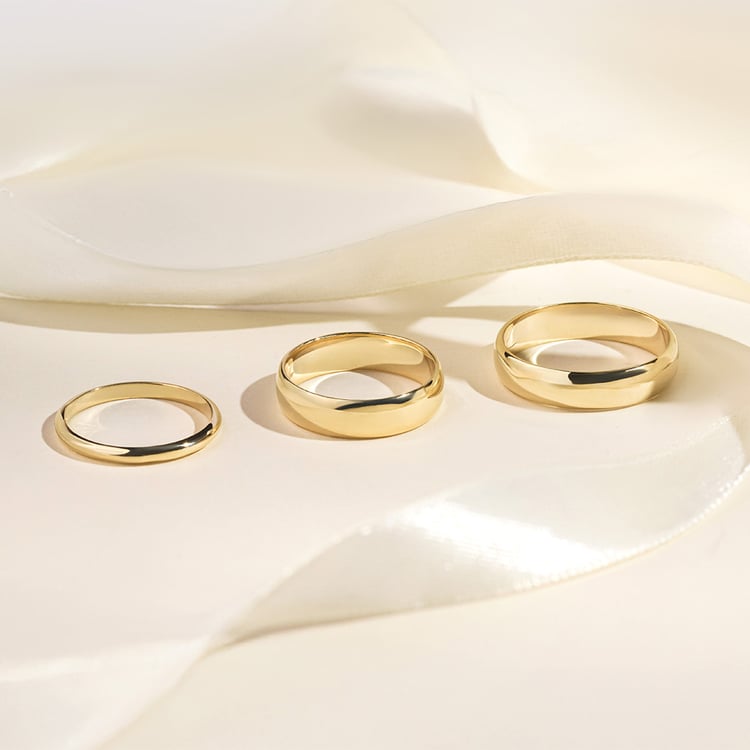 Snubní prsteny s půlkulatým profilem ze žlutého zlata Rula 157051