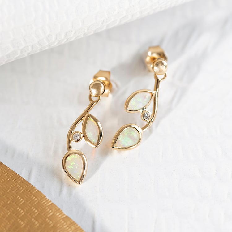 Opálový set šperků ve tvaru lístků s diamanty Petal 147005