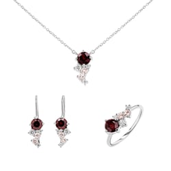 Sada cluster šperků s českými granáty, morganity a moissanity Ester