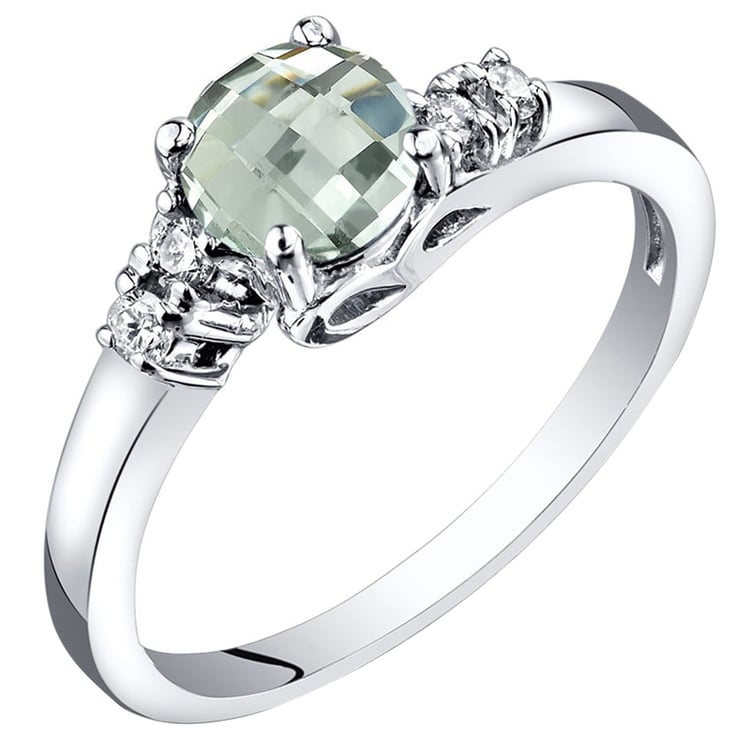 Zelený ametyst ve zlatém prstenu s diamanty Taiki