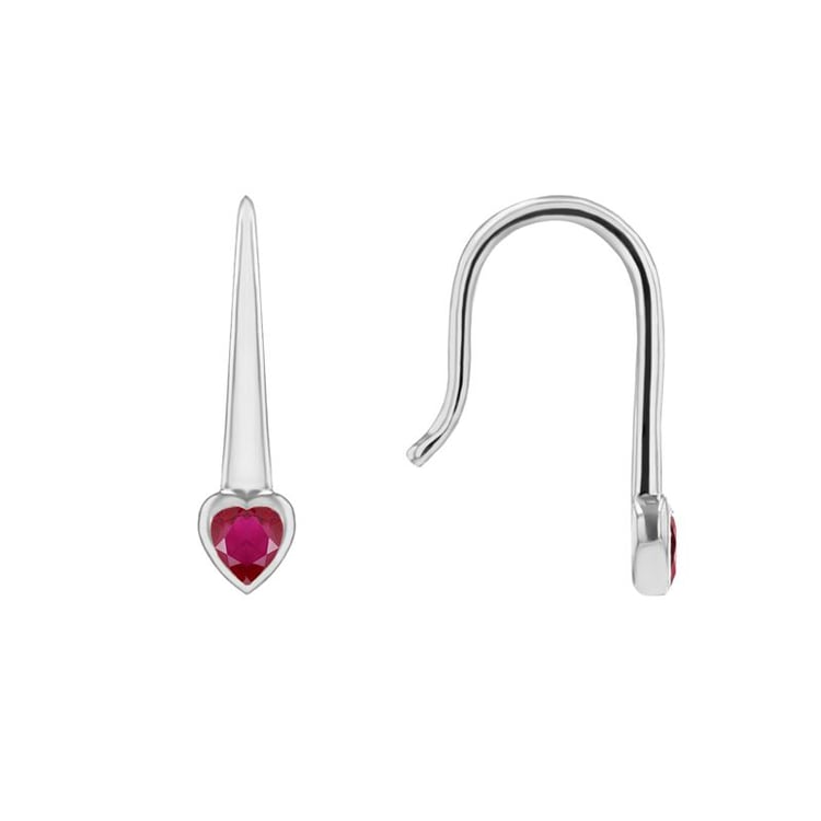 Visací náušnice s rubínovými srdíčky Levy 99831