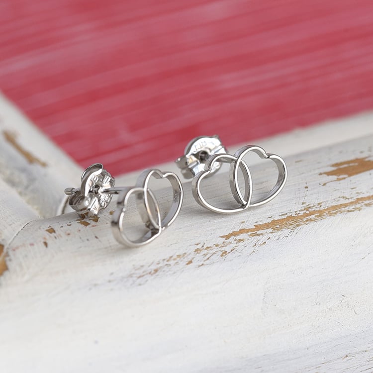 Srdcové náušnice z bílého zlata 84570