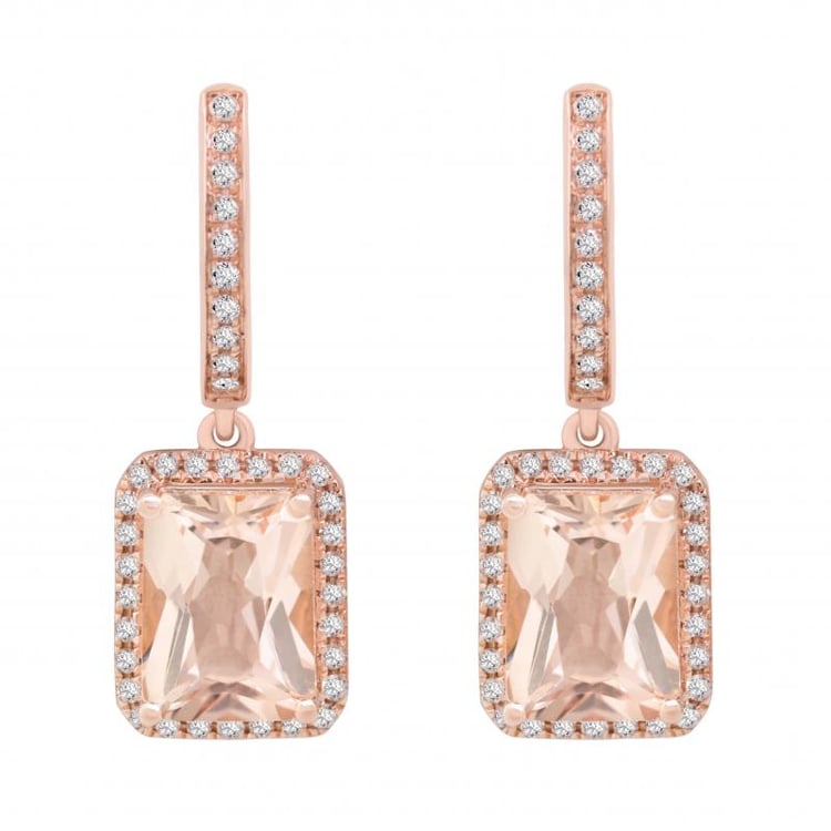 Morganitové visací náušnice s diamanty Bibi