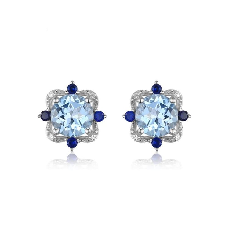 Topazové náušnice se safíry a zirkony Terza