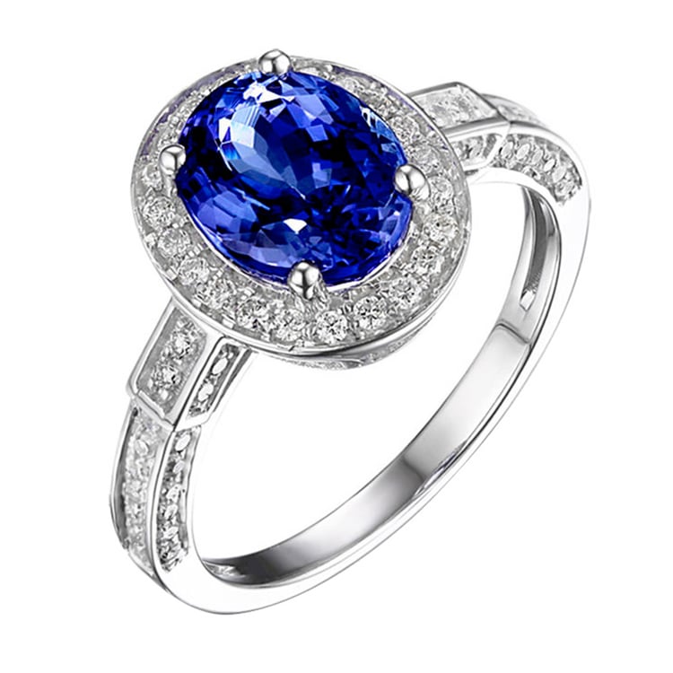 Zlatý prsten s 2.25ct tanzanitem a diamanty Essely