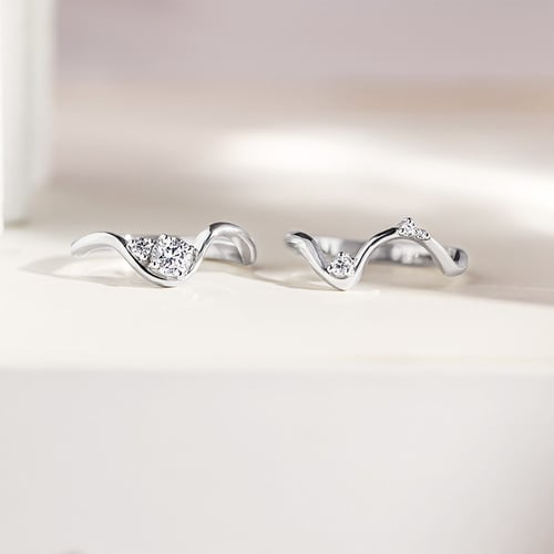 Elegantní zásnubní set atypických prstýnků s lab-grown diamanty Tina