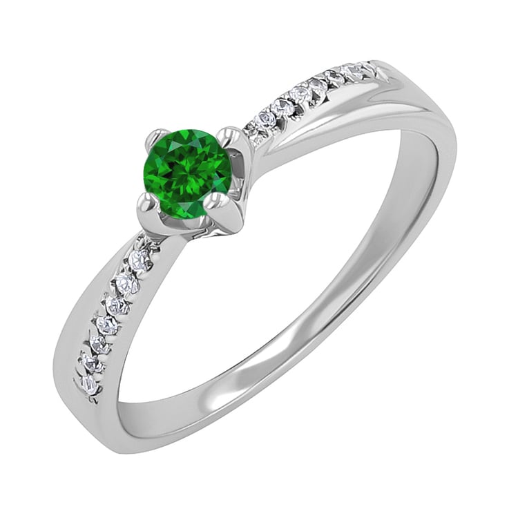 Zlatý prsten s tsavorit granátem a diamanty Sewyn