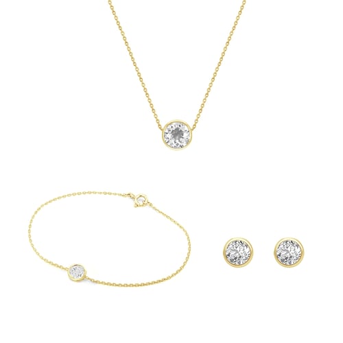 Minimalistická zlatá sada šperků s lab-grown diamanty Amara
