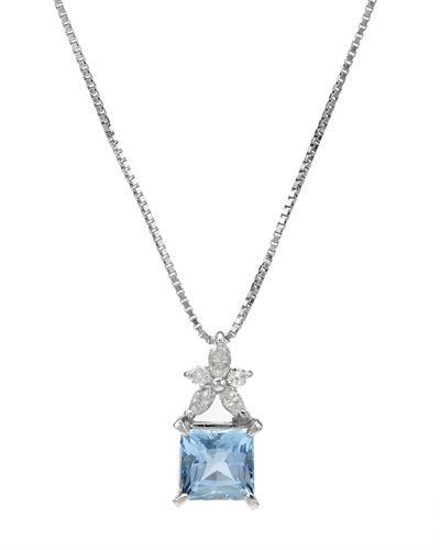 Platinový náhrdelník s akvamarínem a diamanty Cailey