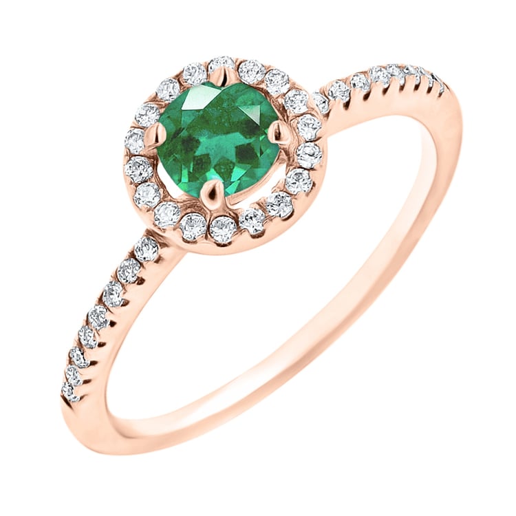 Halo prsten se smaragdem a lab-grown diamanty Kerau 145968