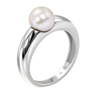Zlatý prsten s 8mm bílou perlou Racel