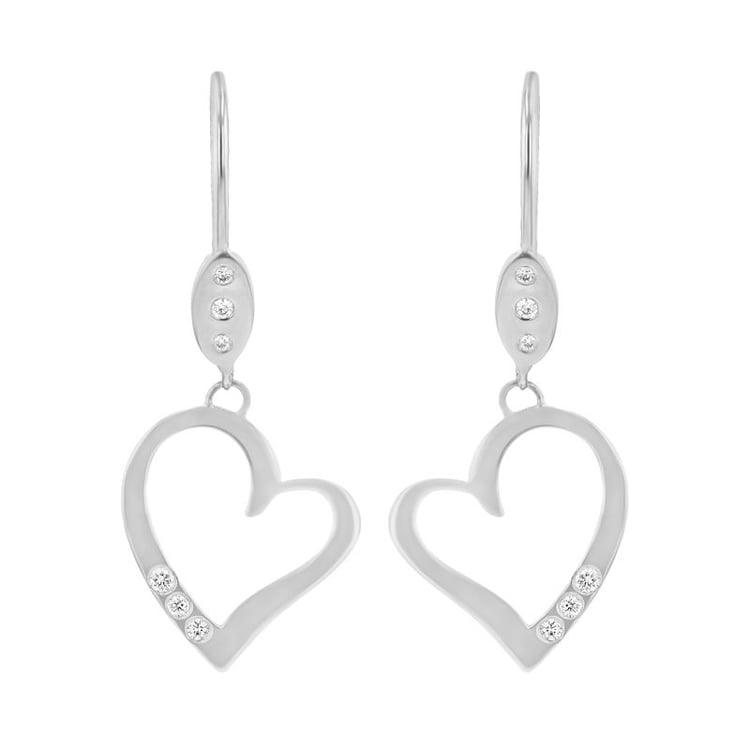 Zlaté visací náušnice ve tvaru srdce s diamanty Mekhi 98422