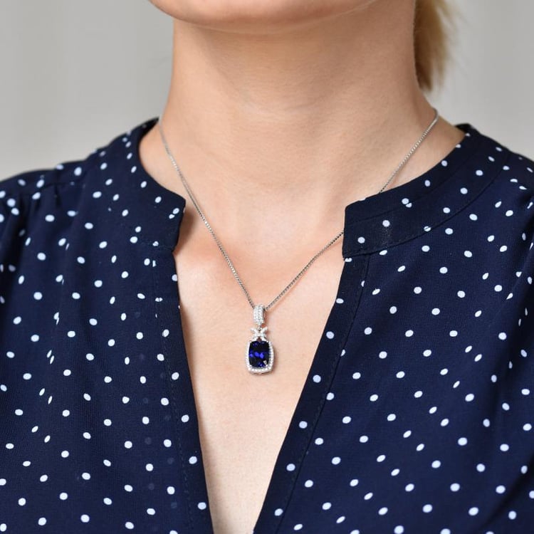 Stříbrný náhrdelník se safírem Alexa 5424