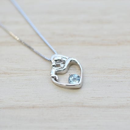 Akvamarínový přívěsek matka a dítě s diamantem Ella