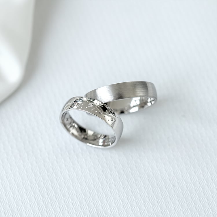 Platinové snubní prsteny s diamanty Erich 125645