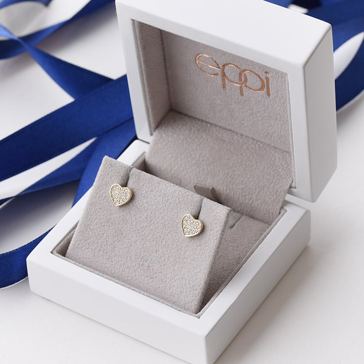 Náušnice ve tvaru srdce s diamanty 90143