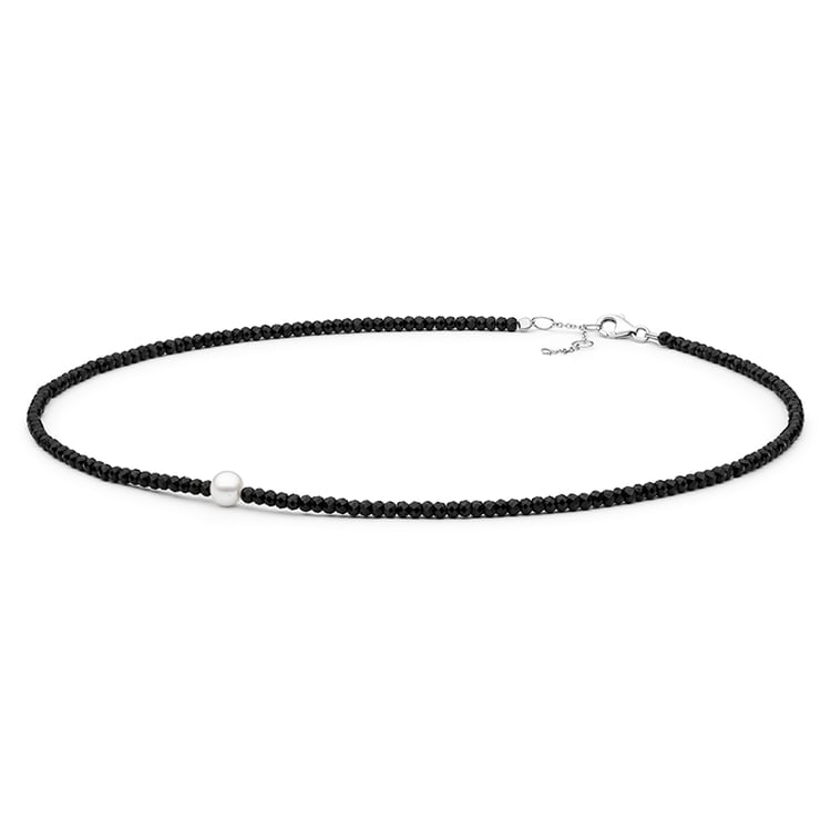 Stříbrný náhrdelník s perlou a spinelovými korálky Gibbs