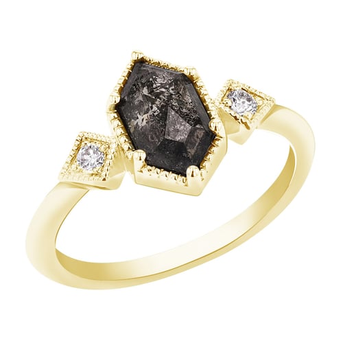Prsten s hexagon salt and pepper diamantem Leyla