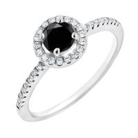 Halo prsten s černým moissanitem a lab-grown diamanty Kerau